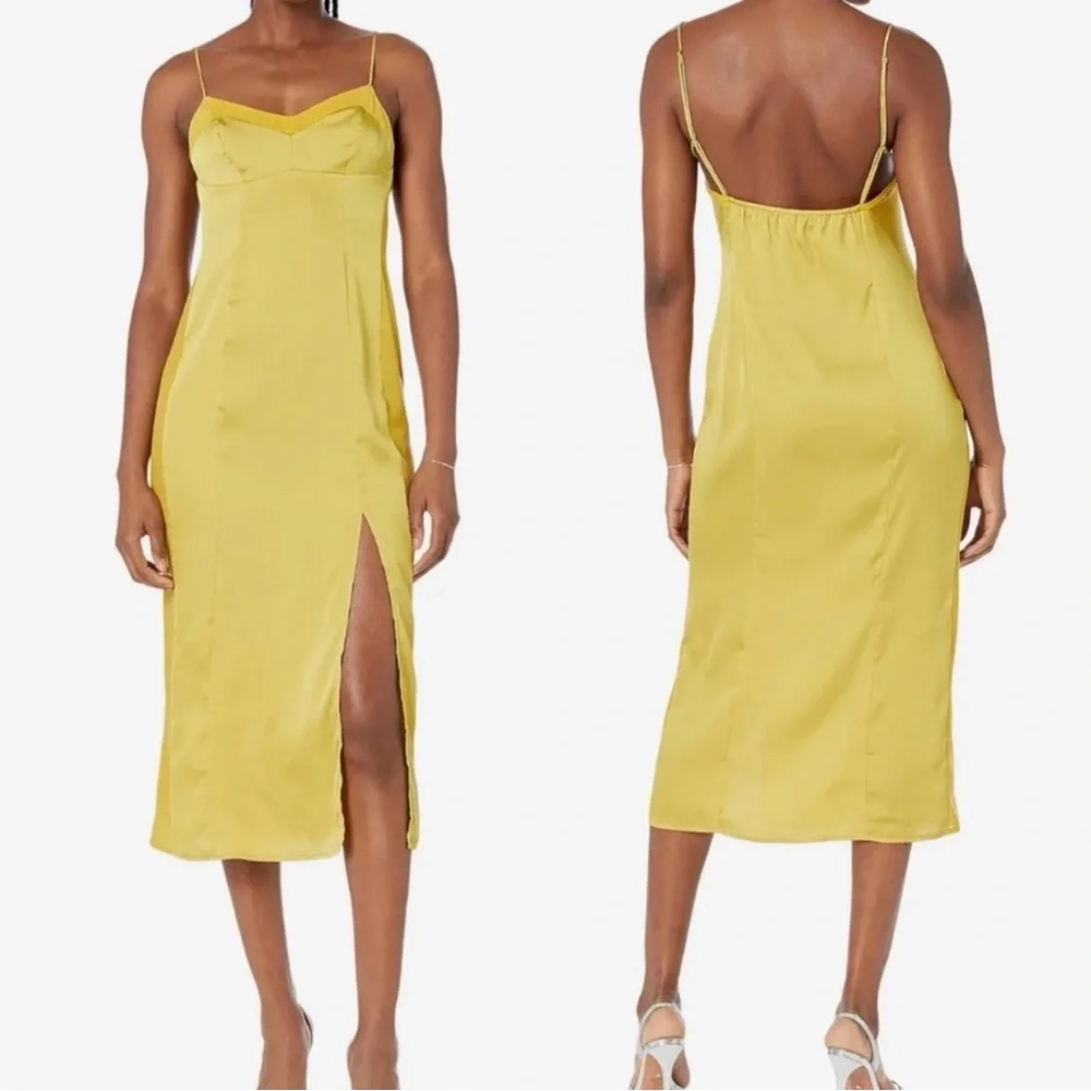 💛FREE PEOPLE City Cool Midi Slip Dress, Boho Chic Yellow Gold Boho Chic SMALL